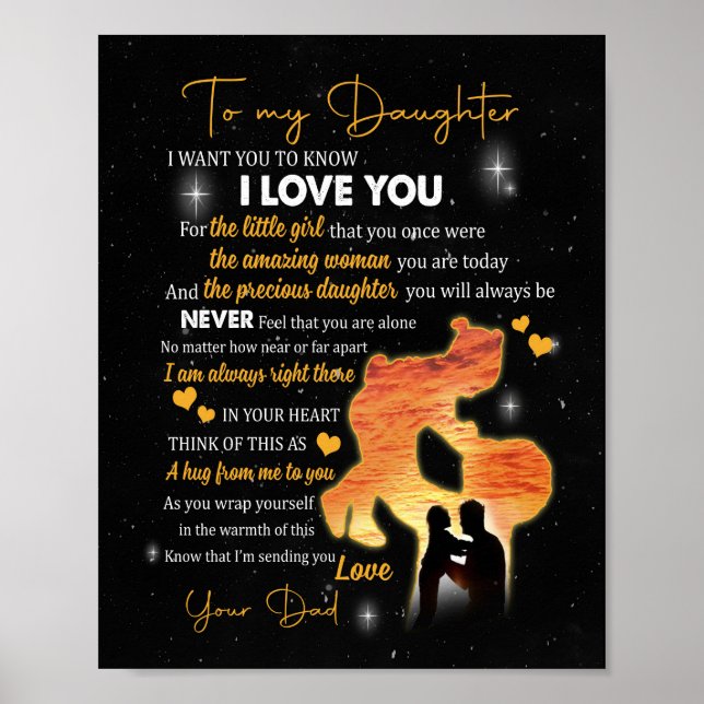 Daughter Gift |Letter To My Daughter Love From Dad Poster (Front)