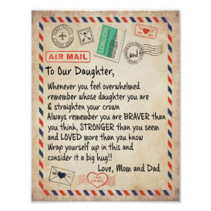 Daughter Gift   To Our Daughter Love From Mum Dad Photo Print