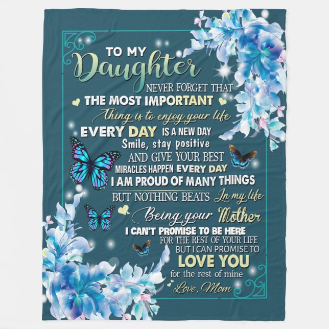 Daughter Gifts | Letter To My Daughter From Dad Fleece Blanket (Front)