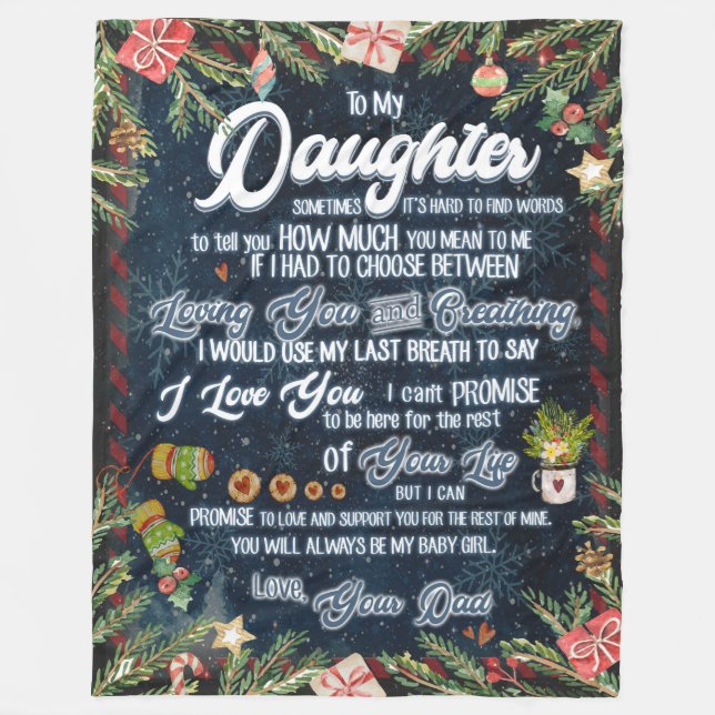 Daughter Gifts | Letter To My Daughter From Dad Fleece Blanket (Front)