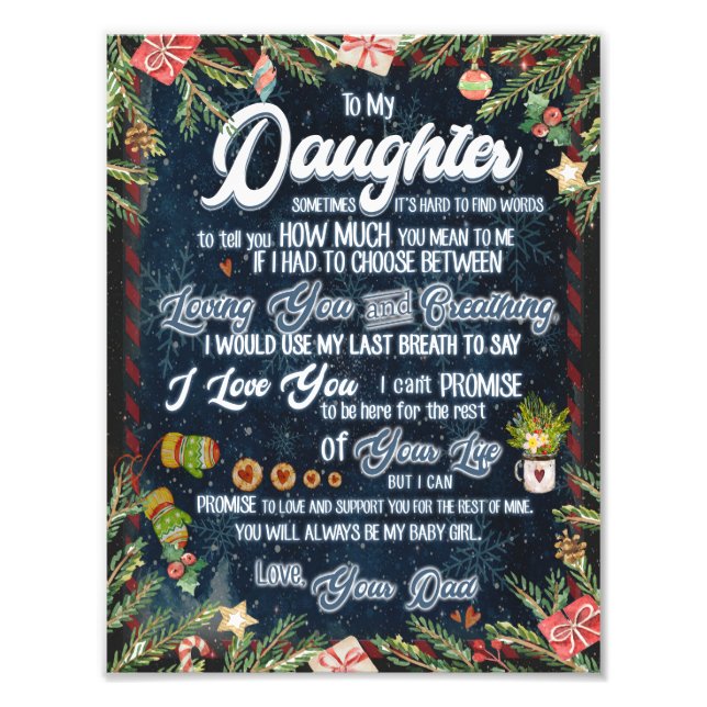 Daughter Gifts | Letter To My Daughter From Dad Photo Print (Front)