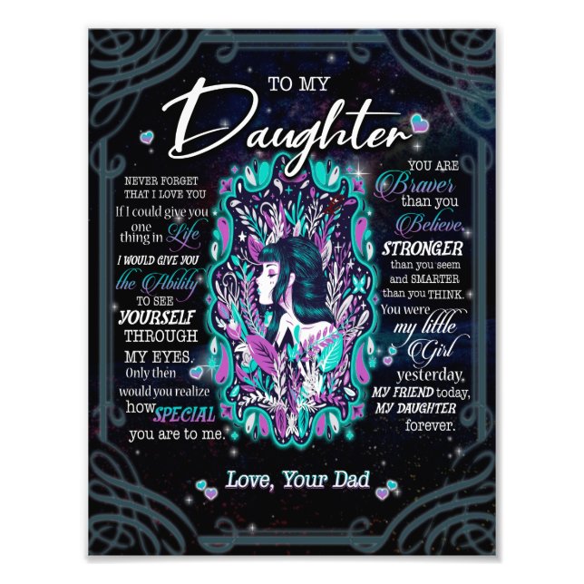 Daughter Gifts | Letter To My Daughter From Dad Photo Print (Front)