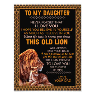 Daughter Gifts   Letter To My Daughter From Dad Photo Print