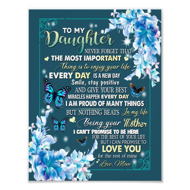 Daughter Gifts | Letter To My Daughter From Dad Photo Print (Front)