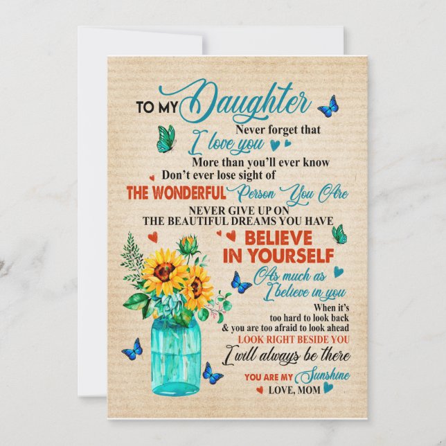 Daughter Gifts | Letter To My Daughter From Mum Invitation (Front)