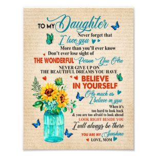 Daughter Gifts   Letter To My Daughter From Mum Photo Print
