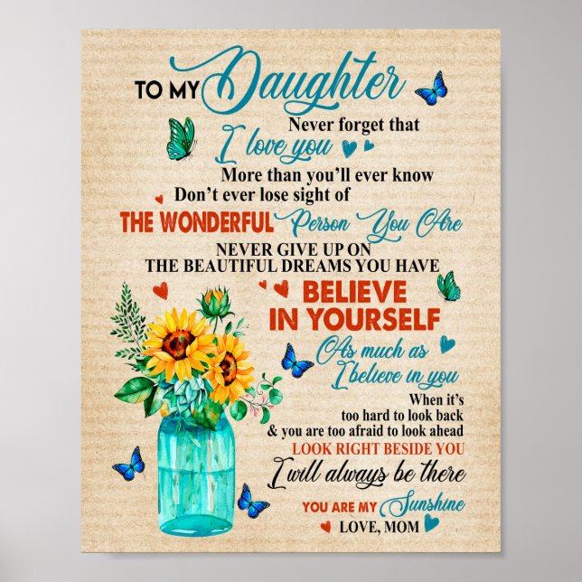 Daughter Gifts | Letter To My Daughter From Mum Poster (Front)