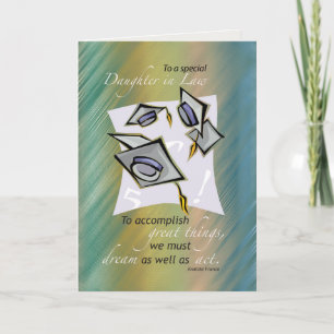 Daughter, Graduation Hats in Air, Congratulations Card