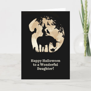 Daughter Halloween with Witch and Unicorn Card