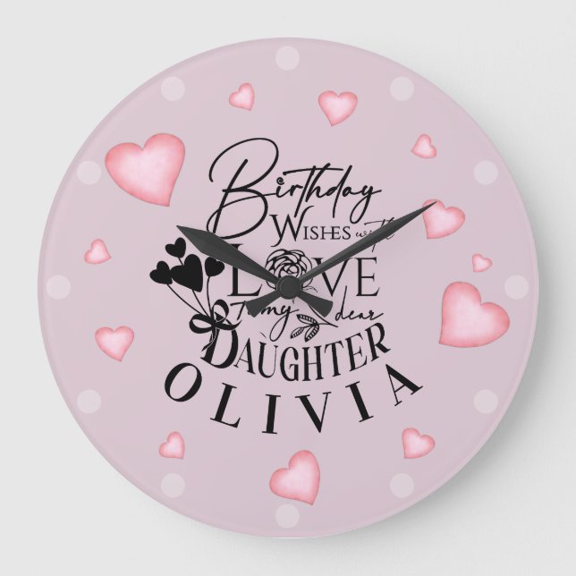 Daughter Happy Birthday  Large Clock (Front)