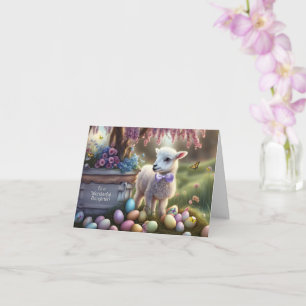 Daughter Happy Easter Cute Lamb Easter Eggs Card