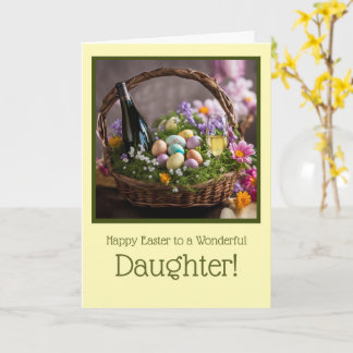 Daughter Happy Easter Funny with Wine and Easter  Card