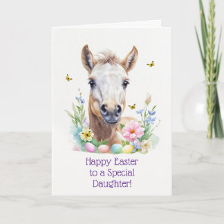Daughter Happy Easter with Cute Foal Horse or Pony Holiday Card