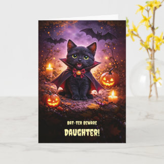 Daughter Happy Halloween Cute Kitten Cat Vampire Card