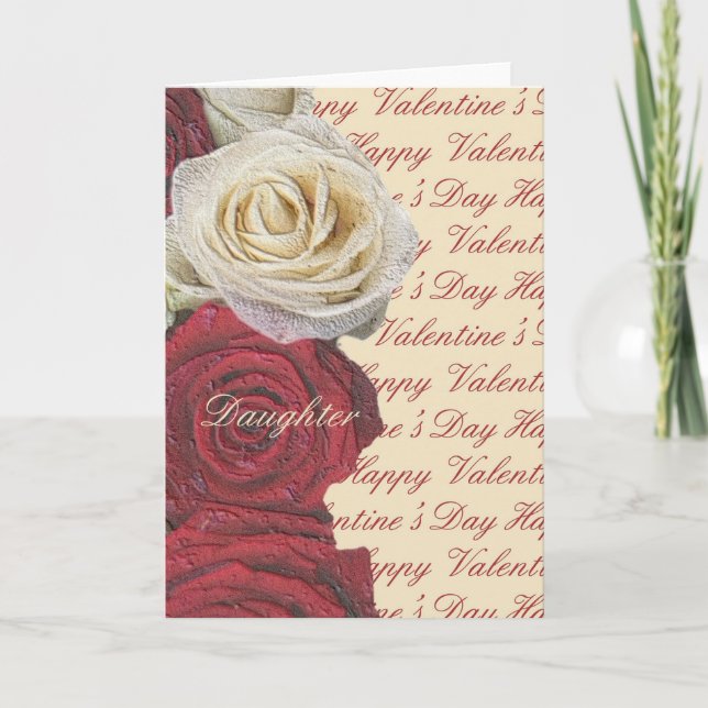 Daughter Happy Valentine's Day Roses Holiday Card (Front)