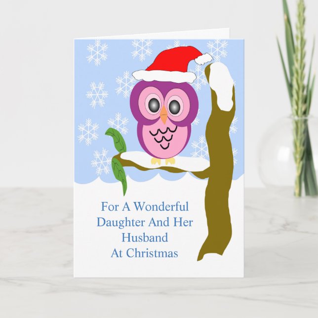 Daughter Her Husband Christmas Card Christmas Owl  (Front)