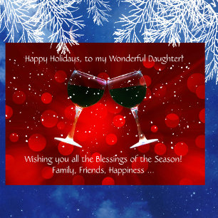 Daughter Holiday Funny Wine  Card