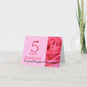 Daughter & Husband Anniversary Card Pink Rose