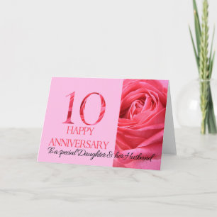 Daughter & Husband Anniversary Card Pink Rose