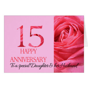 Daughter & Husband Anniversary Card Pink Rose