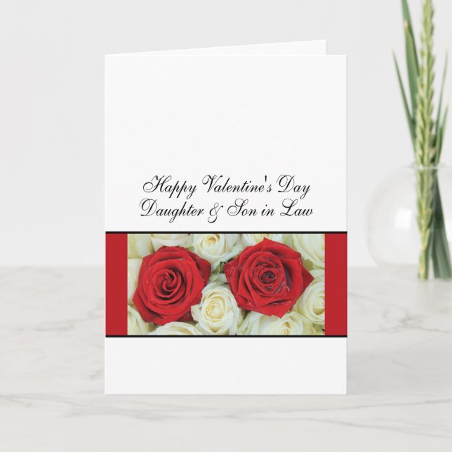 Daughter & Husband Happy Valentine's Day Roses Holiday Card (Front)