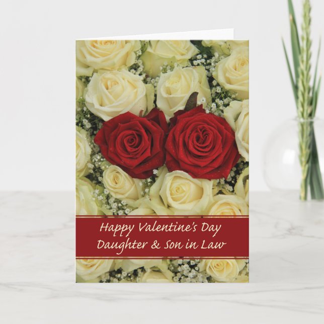 Daughter & Husband Happy Valentine's Day Roses Holiday Card (Front)