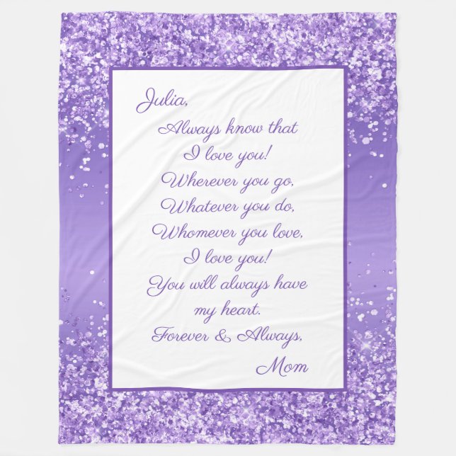 Daughter I Love You Fleece Blanket (Front)