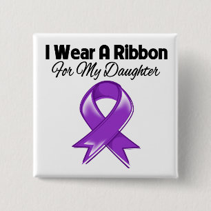 Daughter  - I Wear Purple Ribbon 15 Cm Square Badge