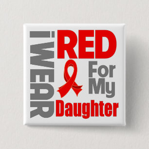 Daughter - I Wear Red Ribbon 15 Cm Square Badge