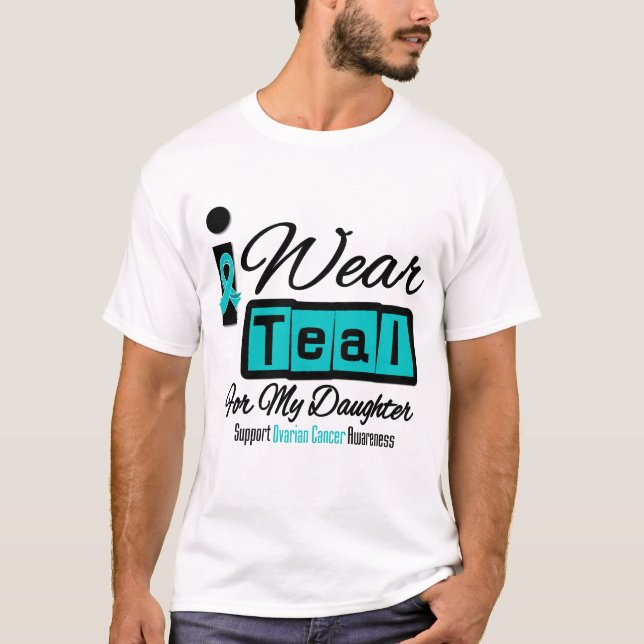 Daughter - I Wear Teal Retro Ovarian Cancer T-Shirt (Front)