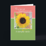 Daughter-in-Law, 90th Birthday, Just a Note Card<br><div class="desc">A simple note to give your daughter-in-law. Send her your beautiful messages on this card. A beautiful sunflower is shown on a green and pink card. Perfect to bring your 
thoughtful words for her.</div>