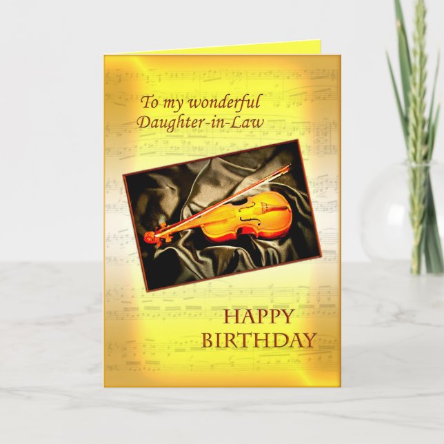 Daughter-in-law birthday card with a violin (Front)