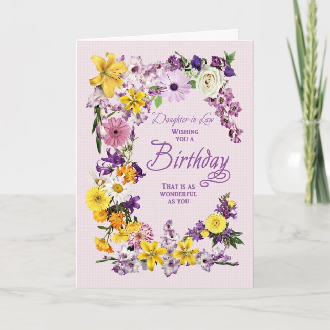 Daughter in Law Birthday Flower Frame Card (Front)