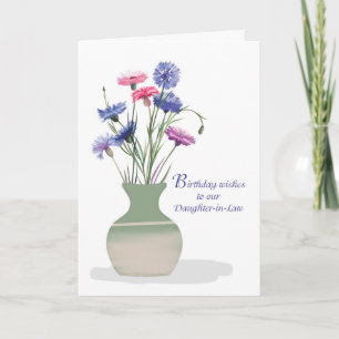 Daughter in Law Birthday Wishes Corn Flowers Vase Card