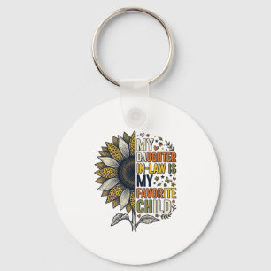 Daughter In Law Favourite Child Sunflower Vintage Key Ring