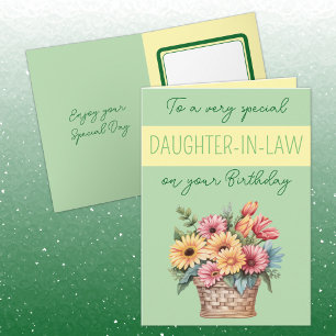 Daughter-in-law gerbera green yellow birthday card