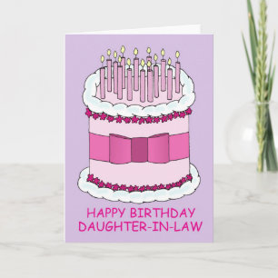 Daughter-in-Law Happy Birthday Cake and Candles Card