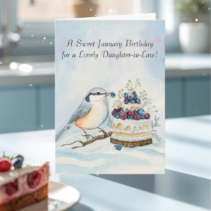 Daughter-in-Law Happy January Birthday Nuthatch  Card