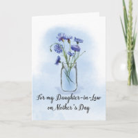 Daughter in Law Mothers Day Cornflowers Mason Jar