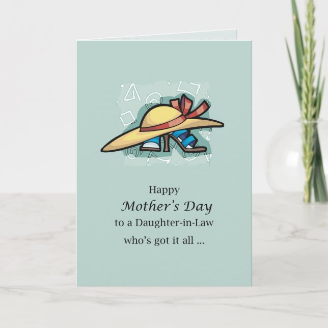 Daughter in Law Mother's Day Hat Sandals Card (Front)