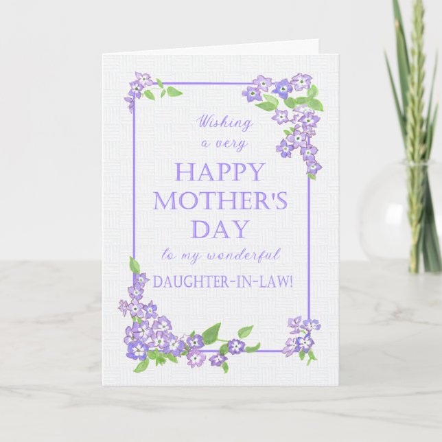Daughter in  Law Mother's Day Mauve Flowers Card (Front)