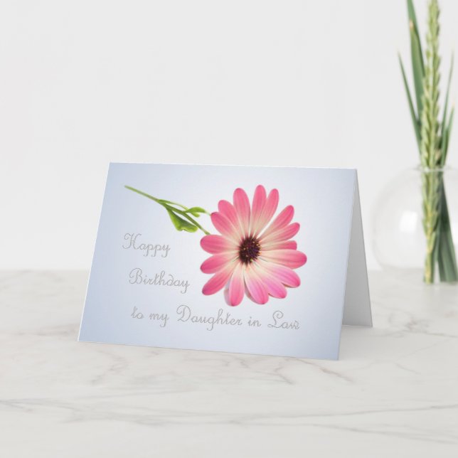 Daughter-in-Law - pink daisy Birthday card (Front)