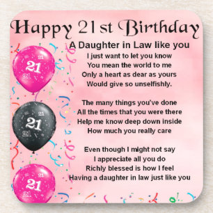 Daughter in Law Poem - 21st Birthday Coaster