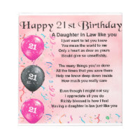 Daughter in Law Poem - 21st Birthday