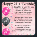 Daughter in Law Poem - 21st Birthday Square Sticker<br><div class="desc">A great gift for a daughter in law on her 21st birthday</div>