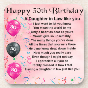 Daughter in Law Poem - 30th Birthday Coaster