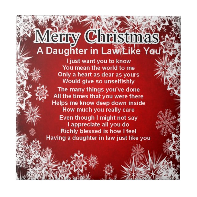 Daughter in Law Poem - Christmas Design Ceramic Tile (Front)