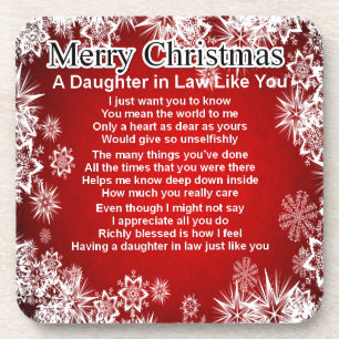 Daughter in Law Poem - Christmas Design Coaster