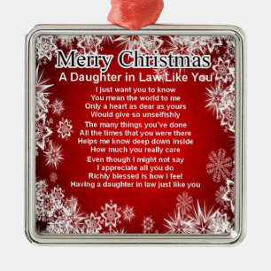Daughter in Law Poem - Christmas Design Metal Ornament