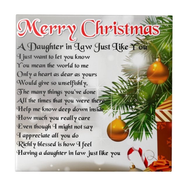Daughter in Law Poem - Christmas Design Tile (Front)